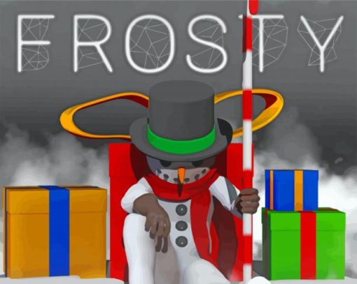 Frosty The Snowman Waiting Christmas paint by number