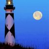 Full Moon Cape Lookout Lighthouse Paint by number