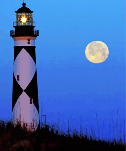 Full Moon Cape Lookout Lighthouse Paint by number