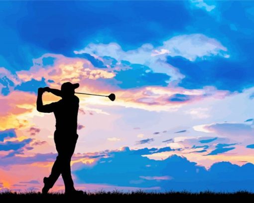 Golf Player Silhouette paint by number