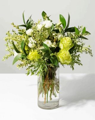 Green Flowers In Vase paint by number