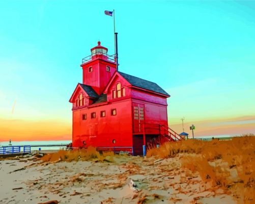 Holland Michigan Lighthouse paint by number