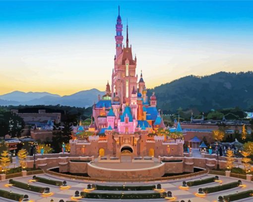 Hong Kong Disneyland Castle paint by number