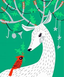 Illustration Cardinal Deer paint by number