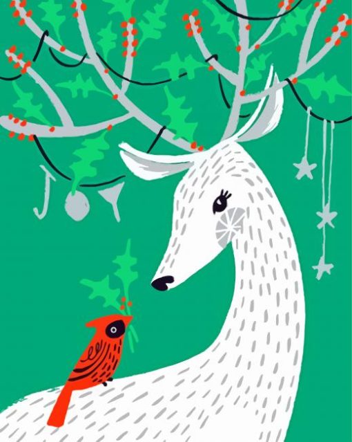Illustration Cardinal Deer paint by number