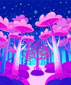 Illustration Pink Forest paint by number