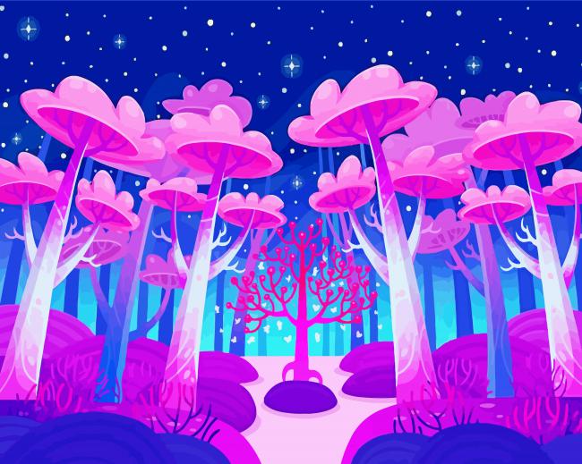 Illustration Pink Forest paint by number