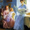 Ladies Reading Newspaper Edwardian Era paint by number