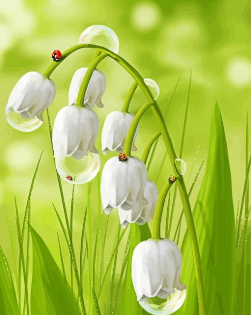 Lily Of Valley And Ladybugs paint by number