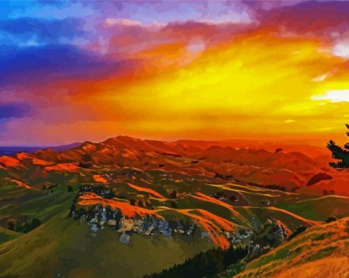 Napier Te Mata Peak At Sunset paint by number