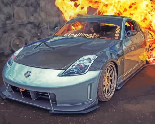 Nissan 350z With Fire paint by number