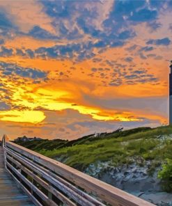 Oak Island Lighthouse North Carolina paint by number