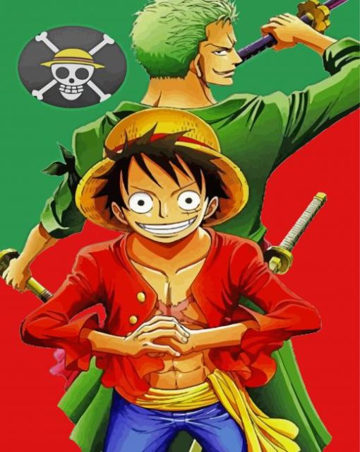 One Piece Luffy Zoro Poster paint by number