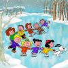 Peanuts Gang Ice Skiing paint by number