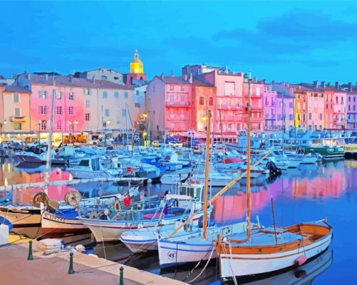 Port Grimaud At Night paint by number