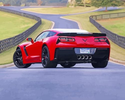 Red Corvette Z06 Back paint by number