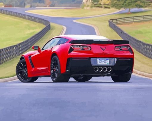 Red Corvette Z06 Back paint by number