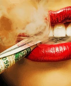 Red Lips With Money paint by number
