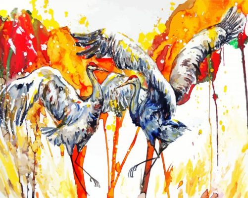 Sandhill Cranes Birds Art paint by number