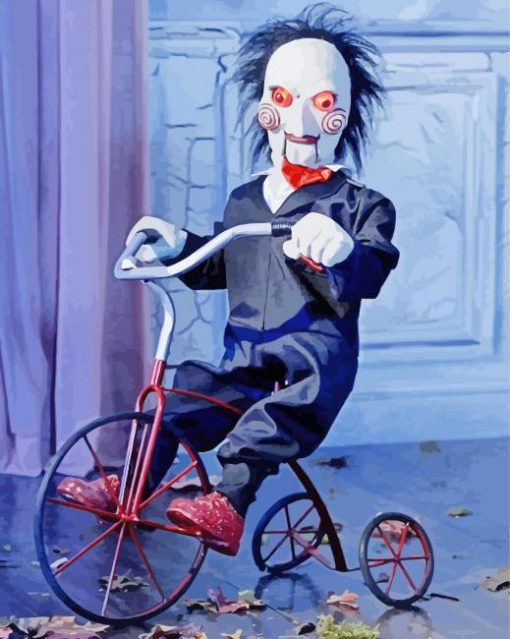 Saw Puppet Billy On Tricycle paint by number
