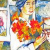 Self Portrait With Yellow Lilies By Natalia Goncharova paint by number
