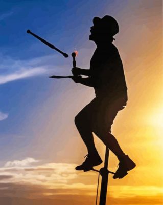 Showman On A Unicycle Silhouette paint by number