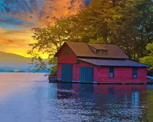 Squam Lake Sunset Paint by number
