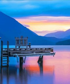 Sunset At Lake Crescent paint by number