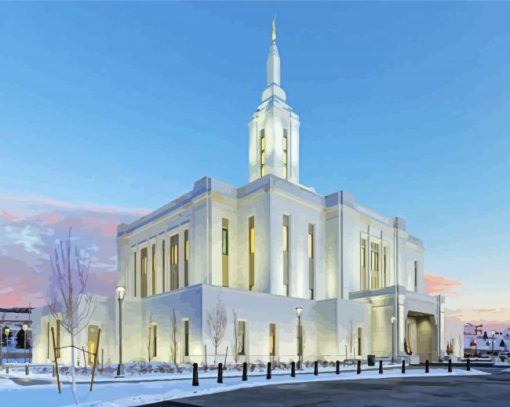 The Pocatello Temple Idaho paint by number