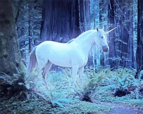 Unicorn In The Forest paint by number