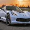 White Chevy Stingray Car paint by number