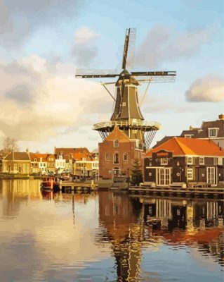 Windmill De Adriaan In Haarlem paint by number