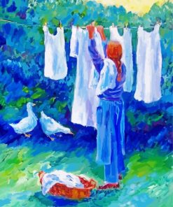 Woman Hanging Laundry paint by number