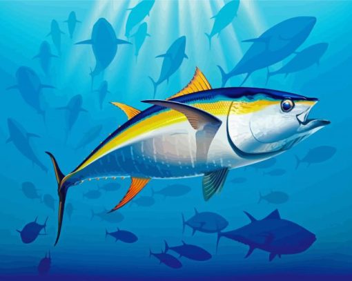 Yellowfin Tuna Fish Art paint by number