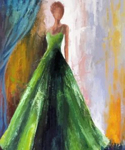 Abstract Lady In Green Dress paint by number