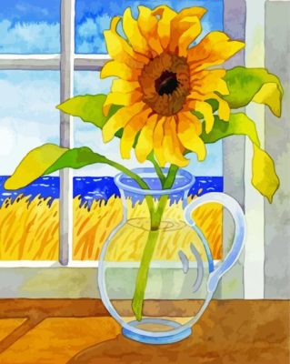 Aesthetic Beach Sunflower Paint by number