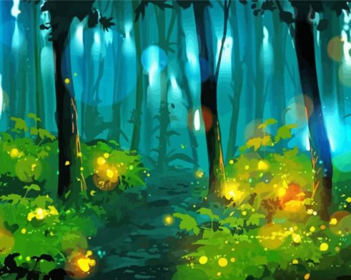 Aesthetic Firefly Forest paint by number