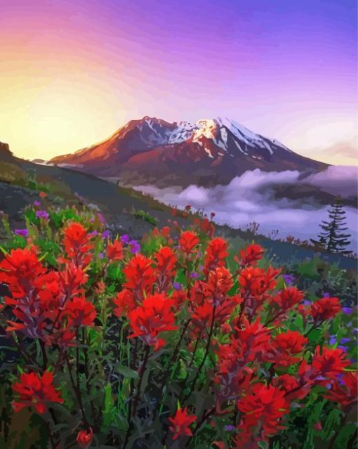 Aesthetic Flower Mountain Landscapes paint by number