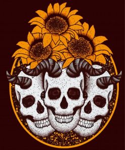 Aesthetic Skull Sunflower paint by number