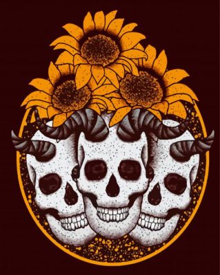 Aesthetic Skull Sunflower paint by number