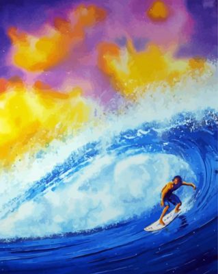 Aesthetic Surfing Waves Illustration paint by number