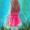 Aesthetic Girl In Pink Dress paint by number