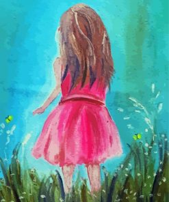 Aesthetic Girl In Pink Dress paint by number