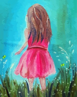 Aesthetic Girl In Pink Dress paint by number