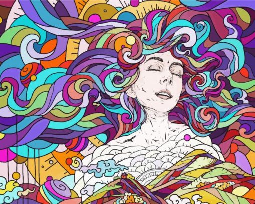 Aesthetic Psychedelic Head Woman paint by number
