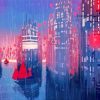 Aesthetic Rainy Night City Lights paint by number