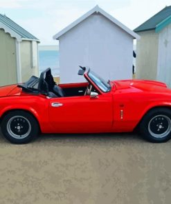 Aesthetic Red Triumph Spitfire paint by number