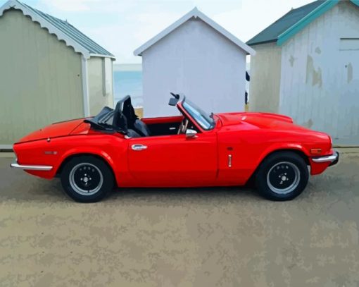 Aesthetic Red Triumph Spitfire paint by number