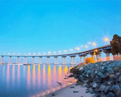 Aesthetic San Diego Coronado Bridge paint by number