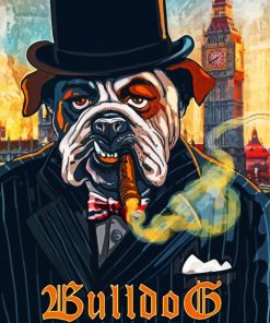 Animal Dog With Cigar Art paint by number